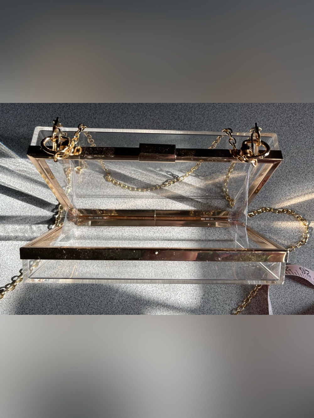 Clear Acrylic Box Bag With Gold Chain Strap - Picture 5 of 10